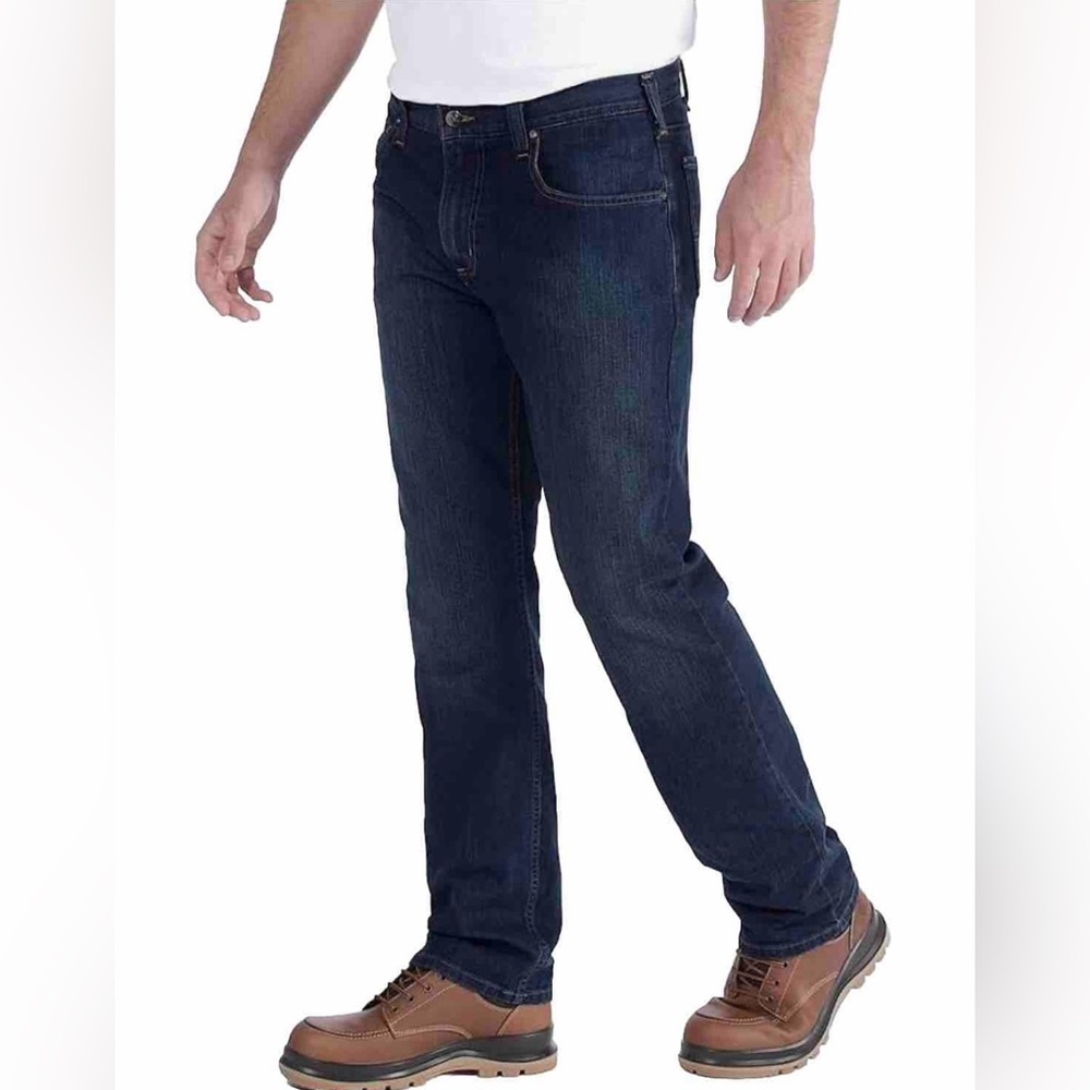 Carhatt Rugged Flex Straight Fit 5Pocket Tapered Men’s Blue Jeans Size 38x32